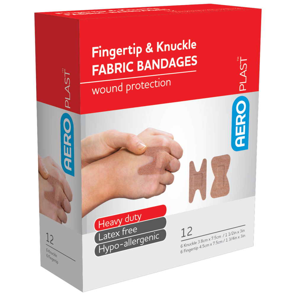 AEROPLAST Premium Fabric Fingertip & Knuckle Dressings Box/12 and Env/12