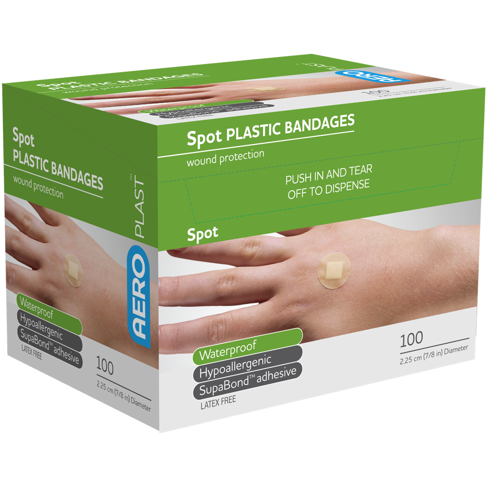 Plastic Spot Dressings 2.25cm Diameter (Box of 100)