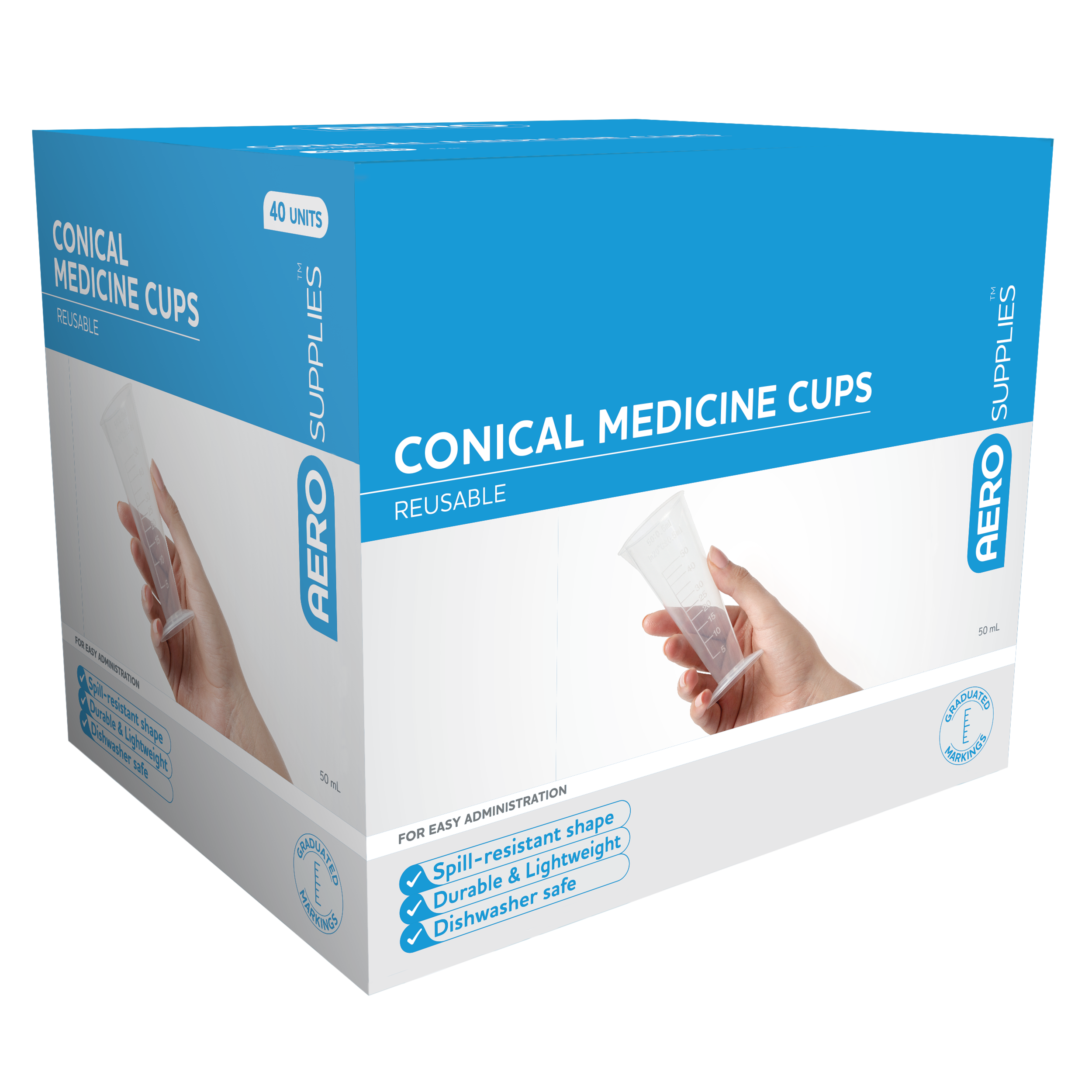 Conical Medicine Cup 50mL ( Box of 40 )