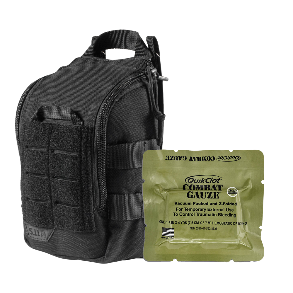 RAPIDSTOP Medium Bleed Control Kit with QUIKCLOT Combat Gauze- Tactical 13 x 18 x 8cm