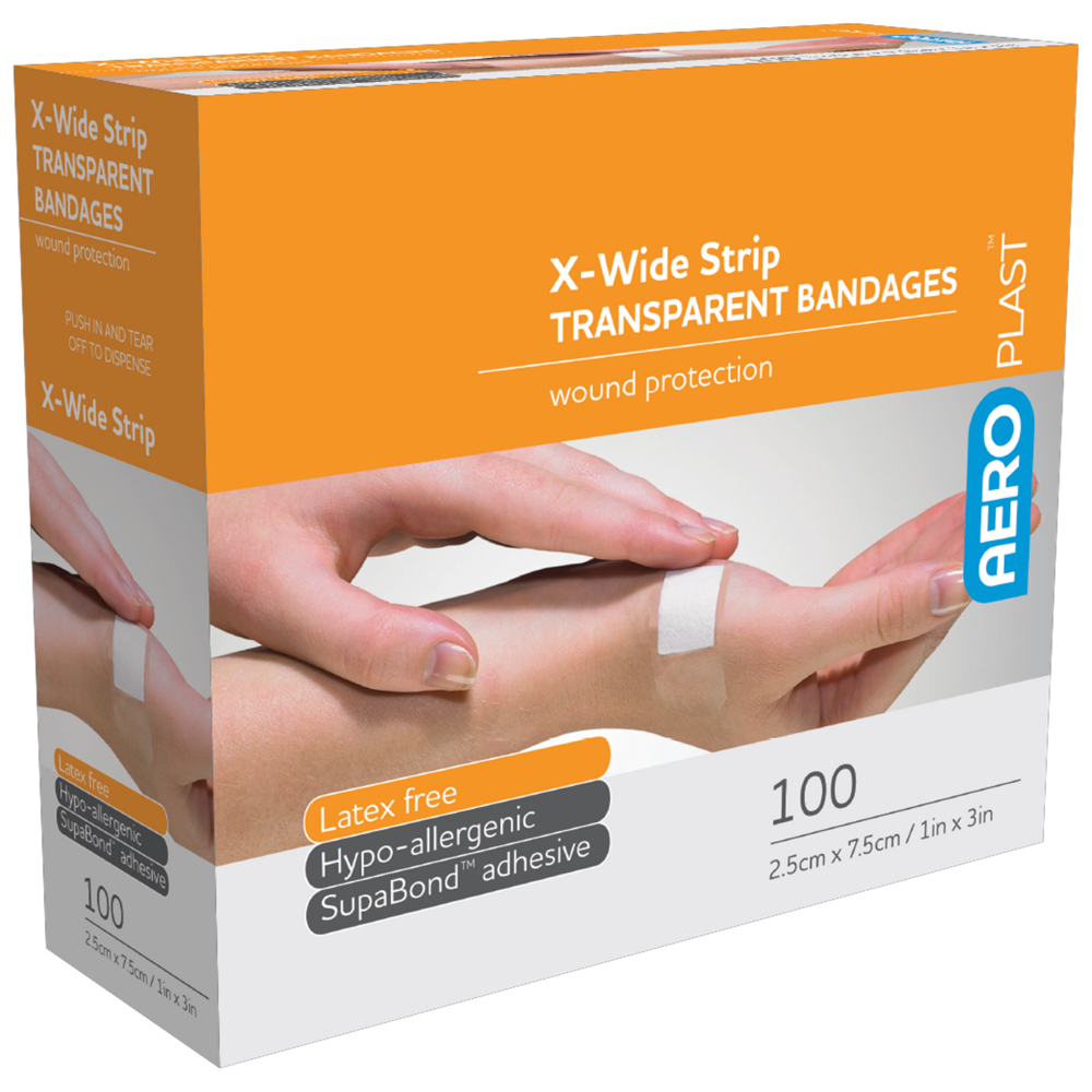 Transparent X-Wide Strip 7.5 x 2.5cm (Box of 100)