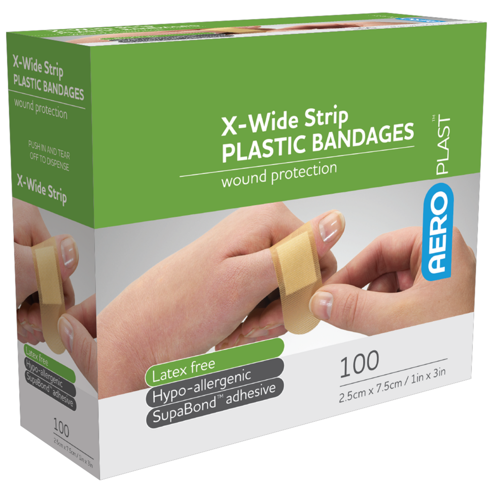 Plastic X-Wide Strip Bandages (7.5 x 2.5cm )