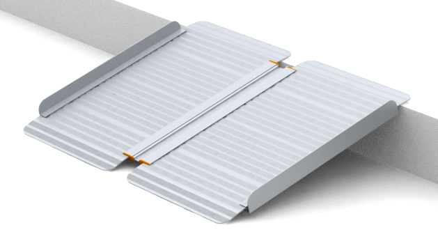 CENTRE HINGED RAMP WITH HANDLE, REINFORCED SIDE EDGE & CONTOURED NON SLIP SURFACE 725mm x600mm/900mm/1200mm/1500mm/1800mm/2100mm