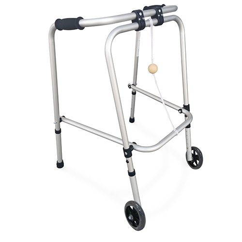 PYRAMID WALKER ALUM FOLDING W/FOAM GRIP 5" FRONT CASTOR