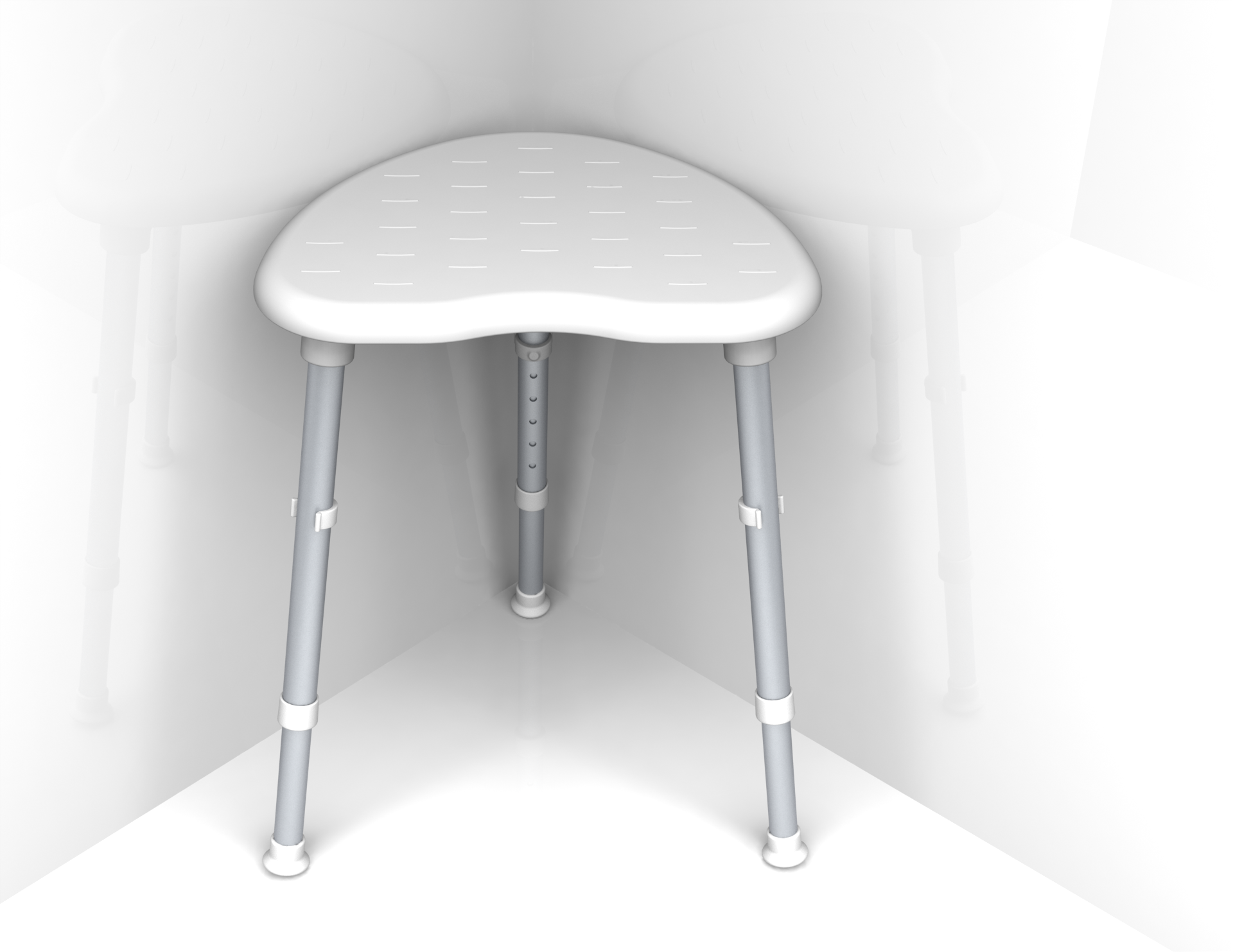 Space Saver Corner Stool  Designed for your bathroom needs - Aust Standards Tested