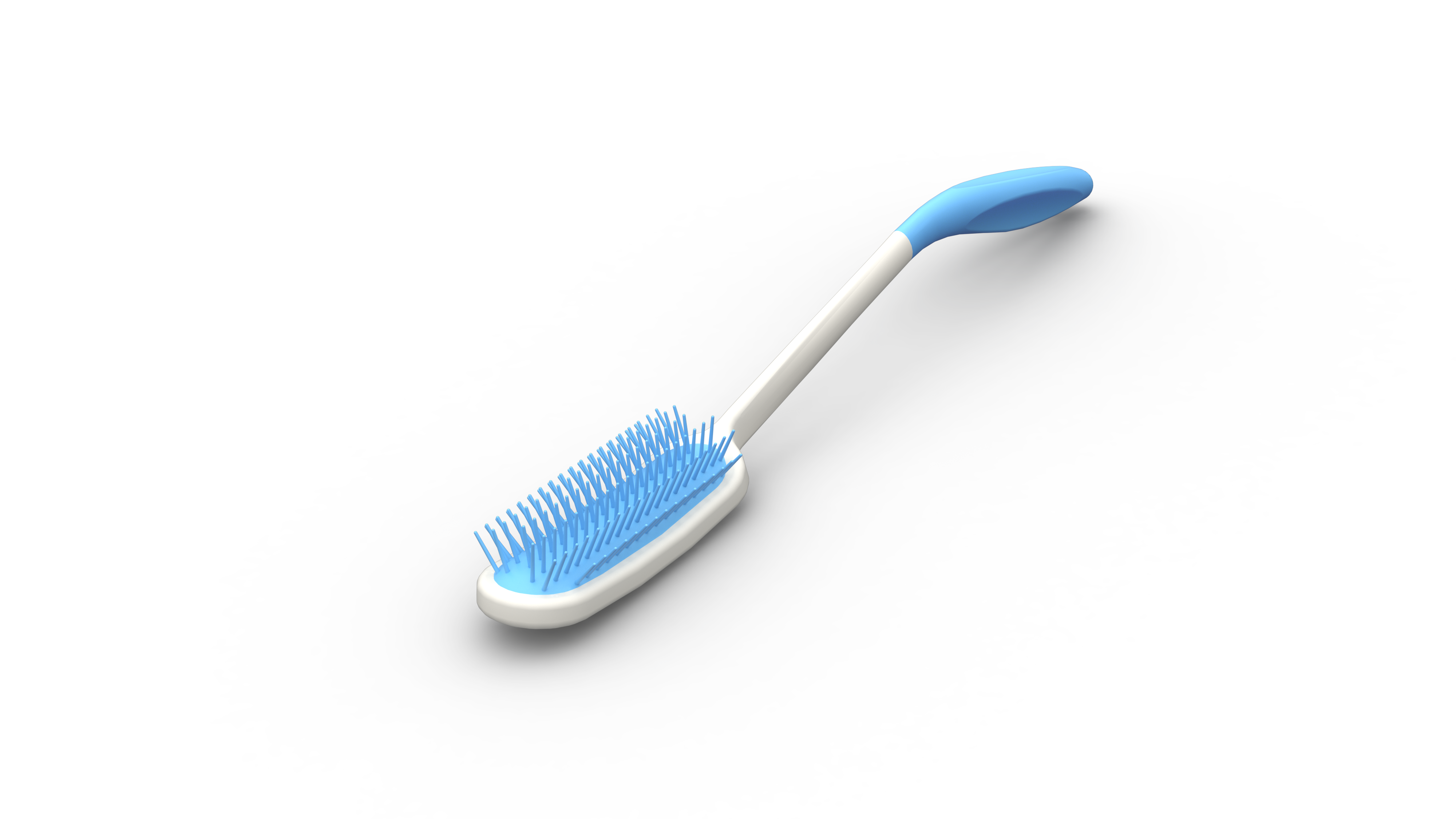 LONG HANDLE HAIR BRUSH WITH COMFORT GRIP HANDLE IN DISPLAY PACKAGING