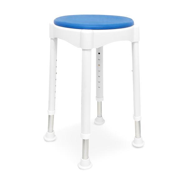 Round Bath Stool with Removable Legs & Rotating Seat