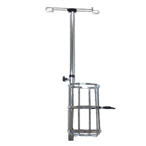 OXYGEN BOTTLE CARRIER FRAME WITH IV POLE FUNCTION